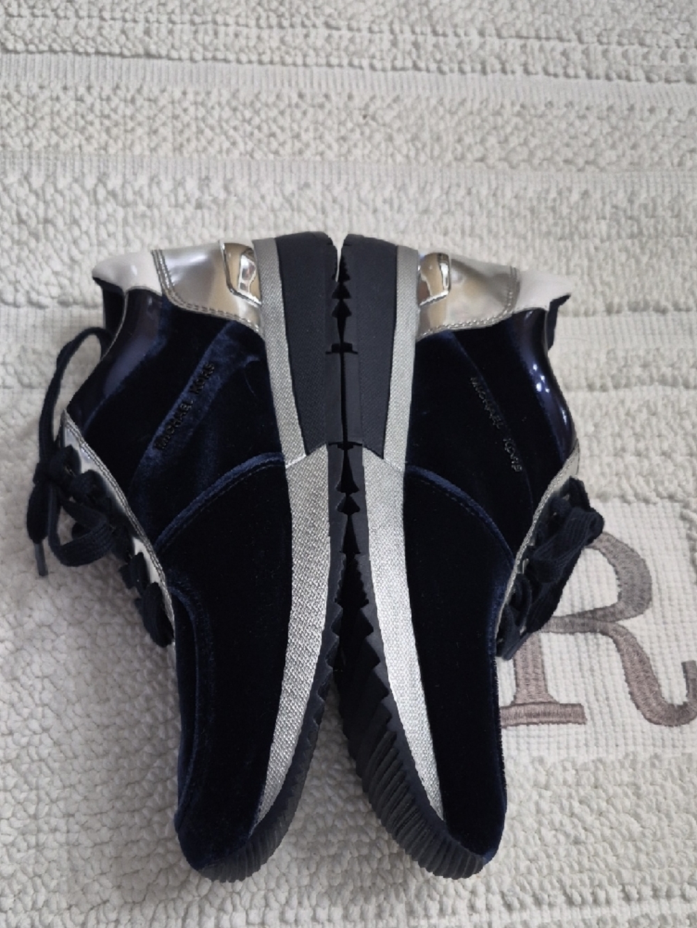MICHAEL MICHAEL KORS Admiral Blue Velvet and Silver Accent Sneakers 8 - Picture 7 of 11
